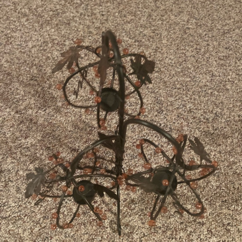 Decorative Metal Candle Holder with Leaf Accents